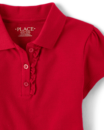 uniformes pour fille Ruffle Pique Polo - Plus