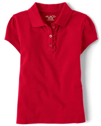 uniformes pour fille Ruffle Pique Polo - Plus