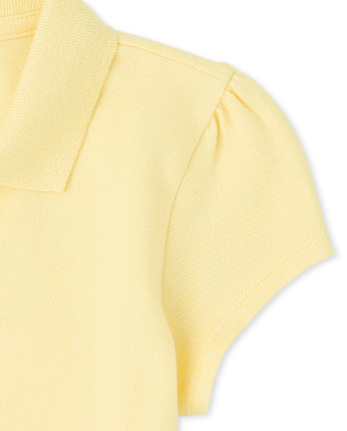 Girls Uniform Ruffle Soft Stretch Pique Polo - Plus