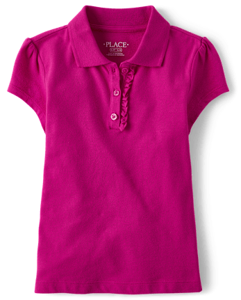 Polo de piqué con volantes de uniforme para niñas
