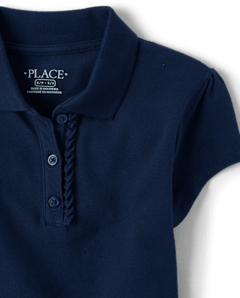 Girls Uniform Ruffle Pique Polo - Plus