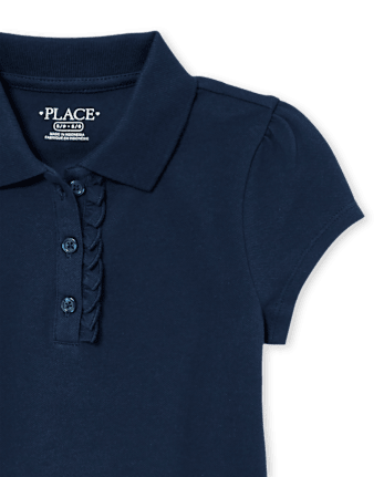 Polo de piqué con volantes de uniforme para niñas - TIDAL