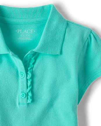 Girls Uniform Ruffle Pique Polo - Plus