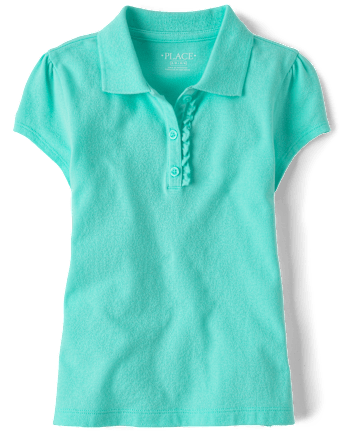 Girls Uniform Ruffle Pique Polo - Plus