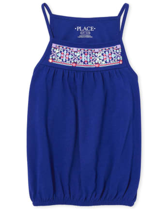 Girls Embellished Bubble Hem Top