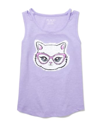 Camiseta sin mangas con abertura y lentejuelas para niñas