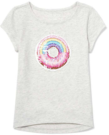 Girls Flip Sequin Rainbow Donut Top
