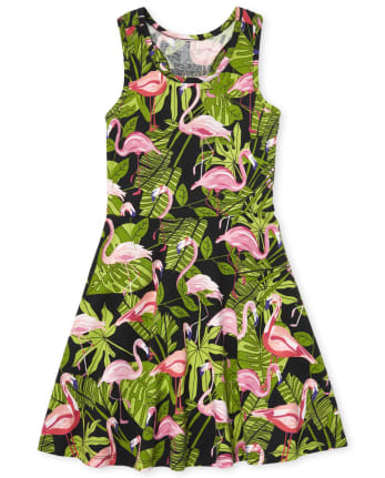 Girls Flamingo Racerback Dress