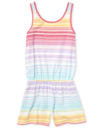 Girls Sleeveless Print Knit Cut Out Romper | The Children's Place ...