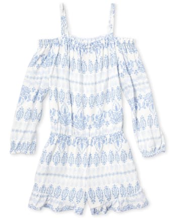 Girls Floral Off Shoulder Romper