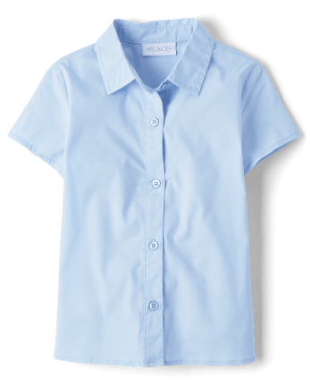 Girls Uniform Short Sleeve Poplin Button Up Shirt | The Children's ...