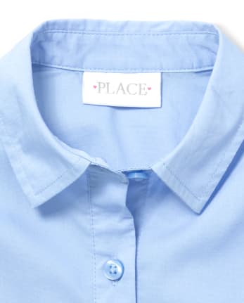 Camisa con botones de popelina de uniforme para niñas