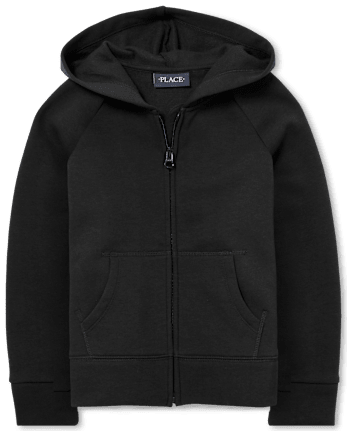 Sweat à capuche zippé Uniform French Terry pour fille - BLACK