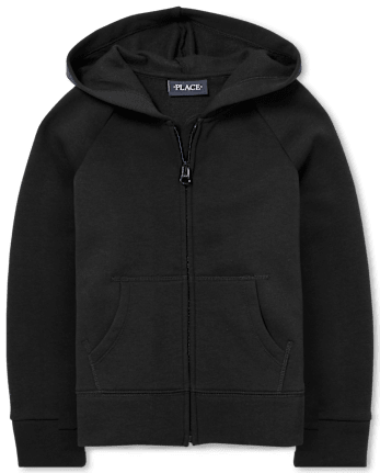 Sudadera con capucha y cremallera de felpa francesa uniforme para niñas