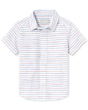 Chemise boutonnée en chambray rayée pour bébés et tout-petits garçons