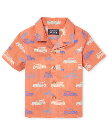Baby And Toddler Boys Surf Car Button Down Shirt