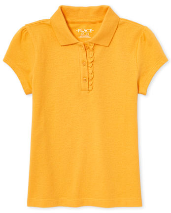 Polo de piqué con volantes de uniforme para niñas