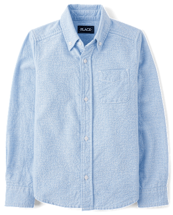 Boys Uniform Oxford Button Down Shirt - Husky - LTBLUOXFRD