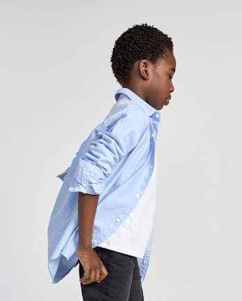 Boys Uniform Oxford Button Down Shirt - Husky - LTBLUOXFRD