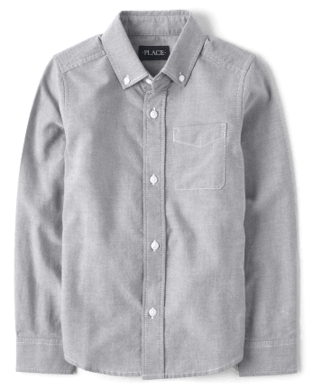 Boys gray button discount down