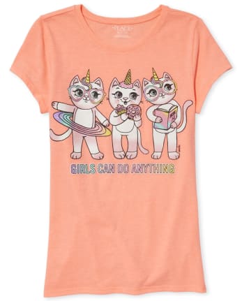 Girls Glitter Caticorn Graphic Tee