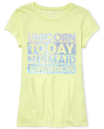 Girls Foil Unicorn Mermaid Graphic Tee