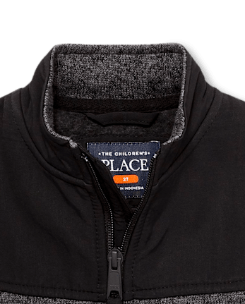 Chaqueta de forro polar con suéter uniforme para bebés y niños pequeños - BLACK