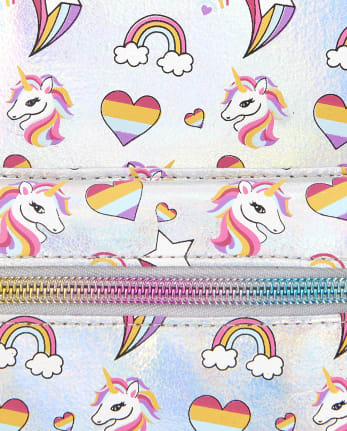 Girls Unicorn Heart Holographic Mini Backpack