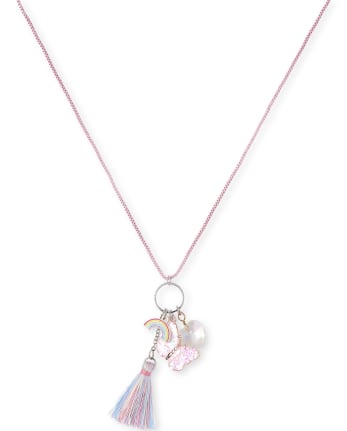 Girls Rainbow Butterfly Necklace