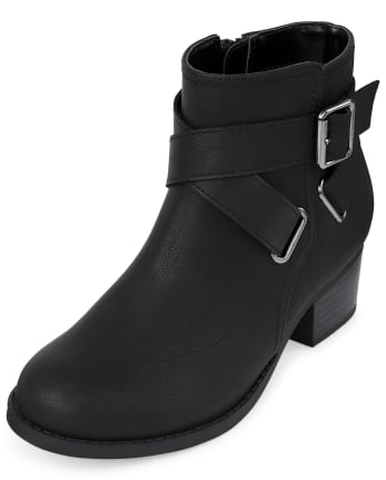 Girls Ankle Strap Faux Leather Booties The Children s Place