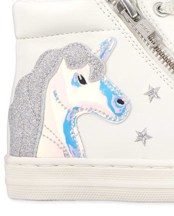 Girls Glitter Unicorn Hi Top Sneakers