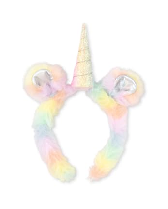 Girls Faux Fur Rainbow Unicorn Headband