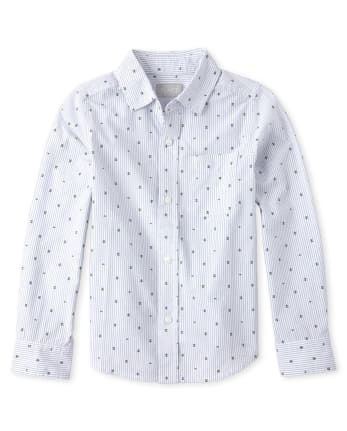 Camisa con botones de popelina a rayas Arrow para niños