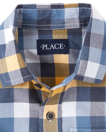 Camisa con botones de popelina a cuadros para niños