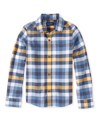 Camisa con botones de popelina a cuadros para niños