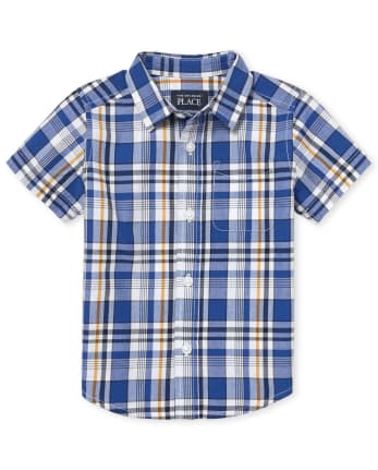 Baby And Toddler Boys Plaid Poplin Button Down Shirt