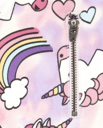 Girls Rainbow Unicorn Zip Ponte Knit Pull On Jeggings