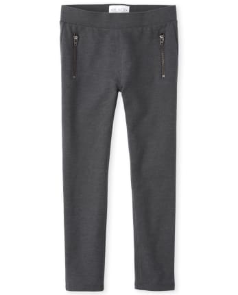 Girls Zip French Terry Pull On Jeggings