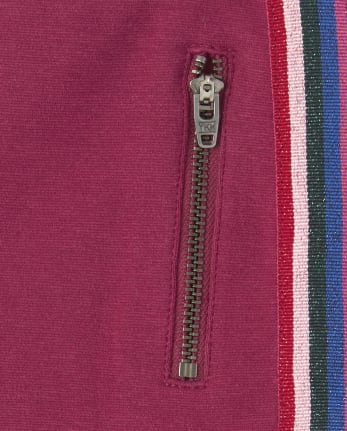 Girls Rainbow Side Stripe Zip Ponte Knit Pull On Jeggings