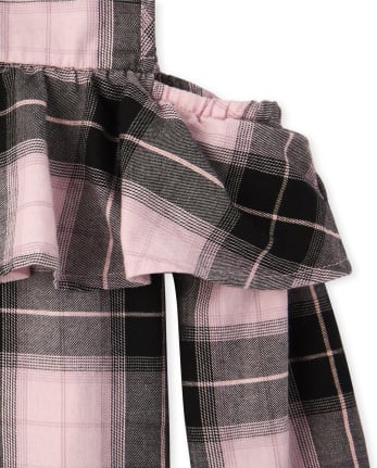 Haut à épaules dénudées en sergé à carreaux pour fille