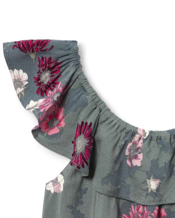 Mameluco con volante floral para niñas