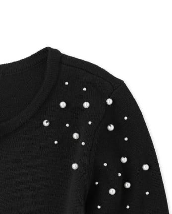 Girls Faux Pearl Cardigan