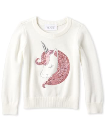 Baby And Toddler Girls Long Sleeve Sequin Graphic Sweater | The ...