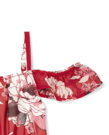 Girls Floral Off Shoulder Dress