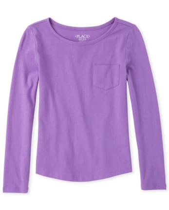 Camiseta básica a capas con bolsillo para niñas