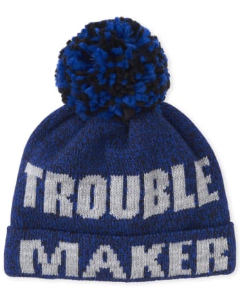 The Children's Place Boys' Toddler Trouble Pom Beanie and Mittens Set 