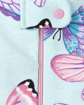Baby And Toddler Girls Butterfly Snug Fit Cotton One Piece Pajamas