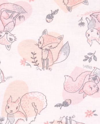 Baby And Toddler Girls Fox Snug Fit Cotton 4-Piece Pajamas