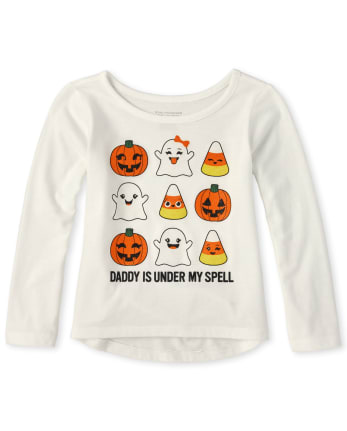 Baby And Toddler Girls Halloween Daddy's Under My Spell Top