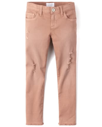 Girls Frayed Hem Denim Super Skinny Jeans
